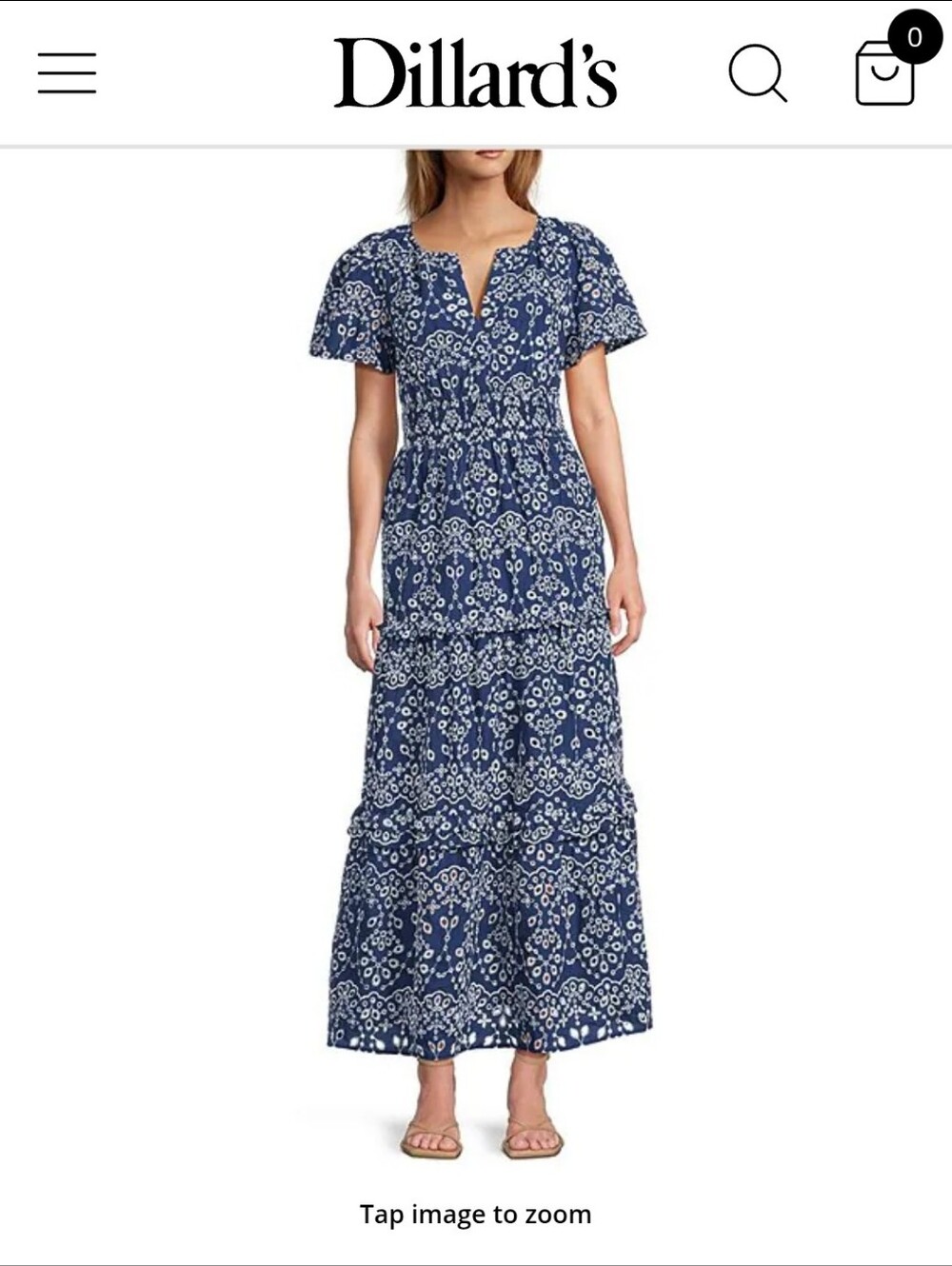 Sugarlips Navy Blue Embroidered V-Neck Dress